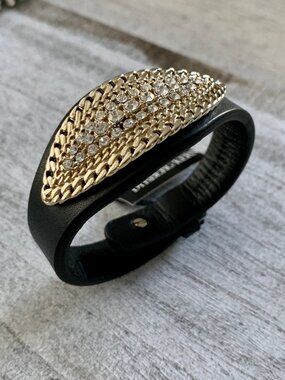Dyrberg/Kern Egeria Swarovski Crystal and leather bracelet
